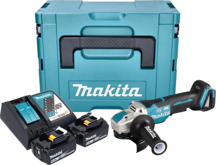 Produktbild Makita DGA 520 RTJX1 Akku Winkelschleifer 18 V 125 mm X-LOCK Brushless + 2x Akku 5,0 Ah + Ladegerät (125 mm)
