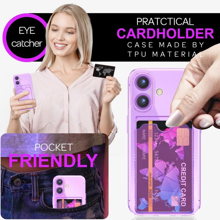 Produktbild Nalia Klar Transparente Neon Silikon Hülle Kartenhalter (Apple iPhone 16)