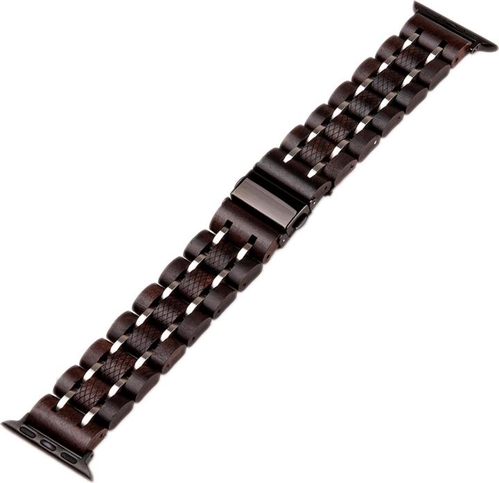 Actual product image Natura Punto Wooden bracelet for Apple Watch made of ebony, dark brown, with stainless steel (Ebony)
