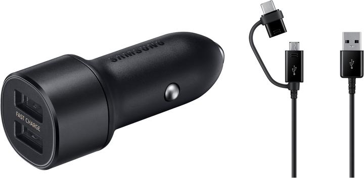 Actual product image Samsung Dual car quick charger 2x 15W incl. 2-in-1 data cable
