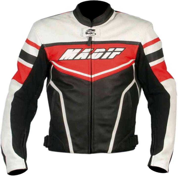 Actual product image Madif LJ-8473-MD Lederjacke rot-schwarz-weiss 58 (Men, 58)