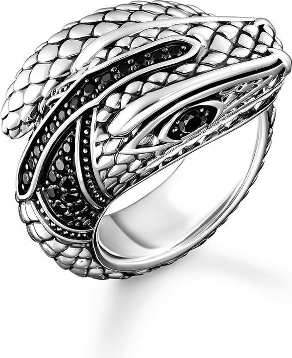 Immagine prodotto Thomas Sabo Schlangenring mit schwarzen Steinen Silber (60, 925 Argento)
