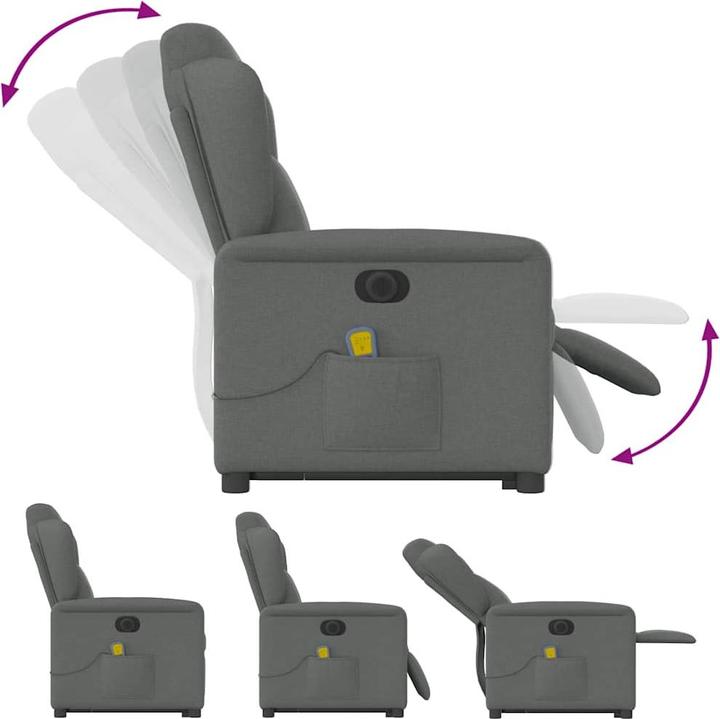 Immagine prodotto VidaXL Poltrona massaggiante elettrica con ausilio per la posizione eretta in tessuto grigio scuro