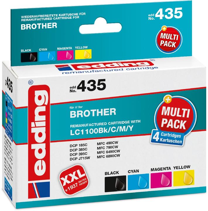 Actual product image Edding Ink cartridge replaced LC1100BK/C/M/Y Multipack 4 Compatible Combi Pack Black, Cyan, Magenta, Gel (M, FC, C, Y)