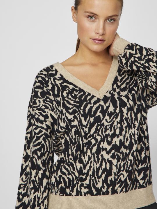 Actual product image Vila V-neck jacquard knitted jumper (M)