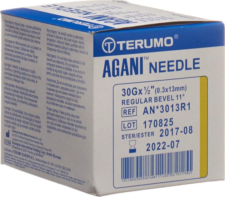Produktbild Terumo Agani Einmalkanüle 30G 0.3x13mm gelb (100 Stk)