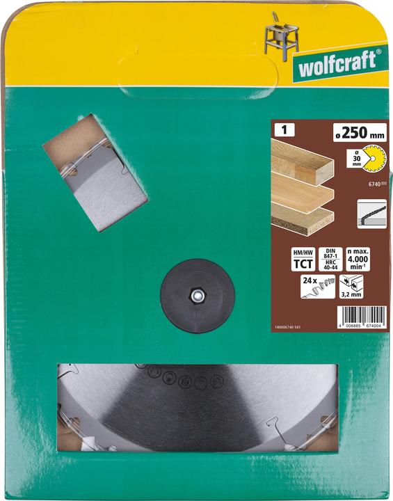 Image du produit wolfcraft wolfcraft 1 Tischkreissägebl. HM, 24 Zähne, ø250mm