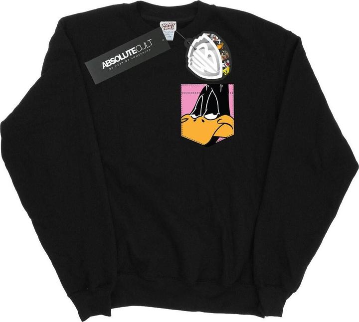 Produktbild Looney Tunes Daffy Duck Face Faux Pocket Sweatshirt (XXL)