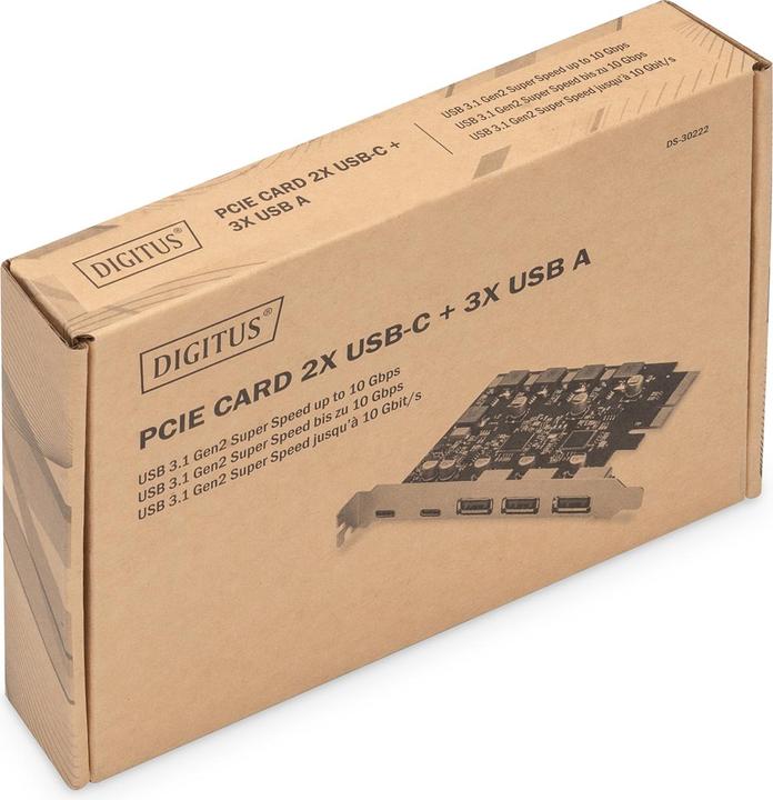 Image du produit Digitus Carte PCIe, 2x USB-C + 3x USB A