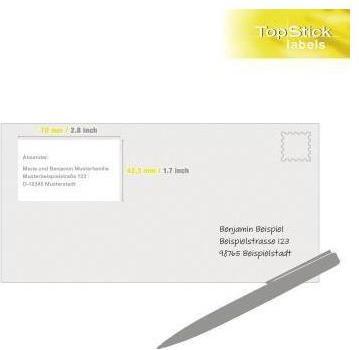Actual product image TopStick TOP STICK universal labels, 70 x 42.3 mm, white, 100 sheets
