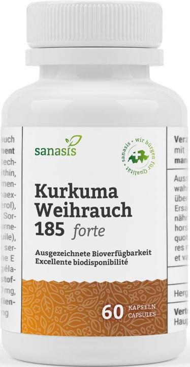 Produktbild Sanasis Kurkuma Weihrauch 185 forte ohne Polysorbat Kaps (60 Stück, Kapseln, 63 g)