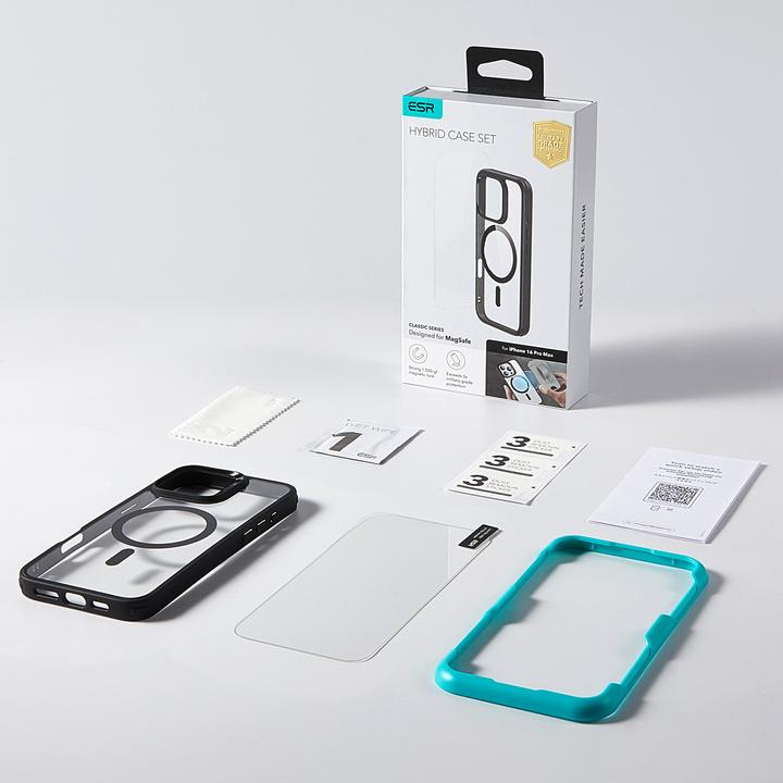 Actual product image ESR Classic Hybrid Halolock MagSafe Case + Tempered Glass for iPhone 16 Pro Max - Clear (Apple iPhone 16 Pro Max)