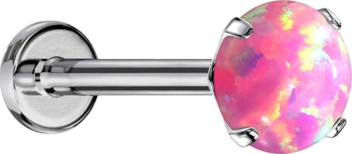 Produktbild Star Piercing Micro Threadless Labret silber Opal pink gefasst (ohne Messing, Titan G23)