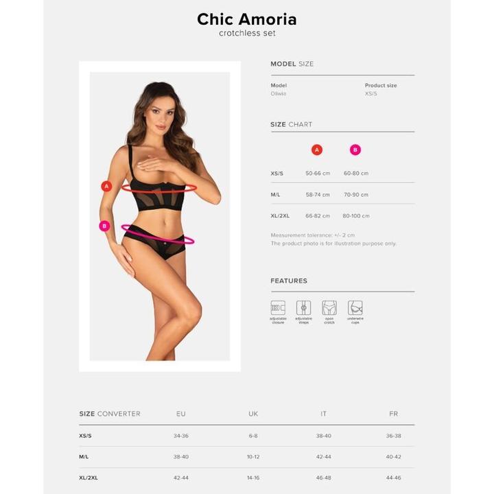 Productafbeelding Obsessive Ensemble Deux Pièces Ouvert Chic Amoria - Noir (XS)