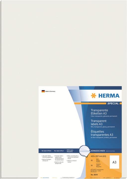 Produktbild HERMA Transparente Etiketten A3