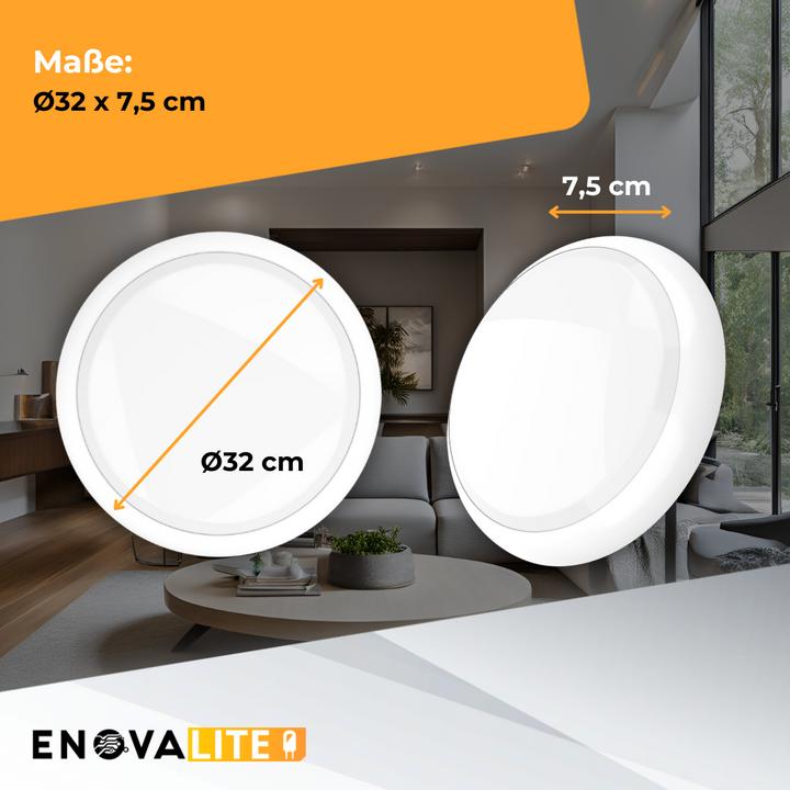 Produktbild Enovalite LED-Notstrom Deckenleuchte, mit Bewegungsmelder, 8 h Notlicht und Gruppensteuerungsfunktion (1800 lm)