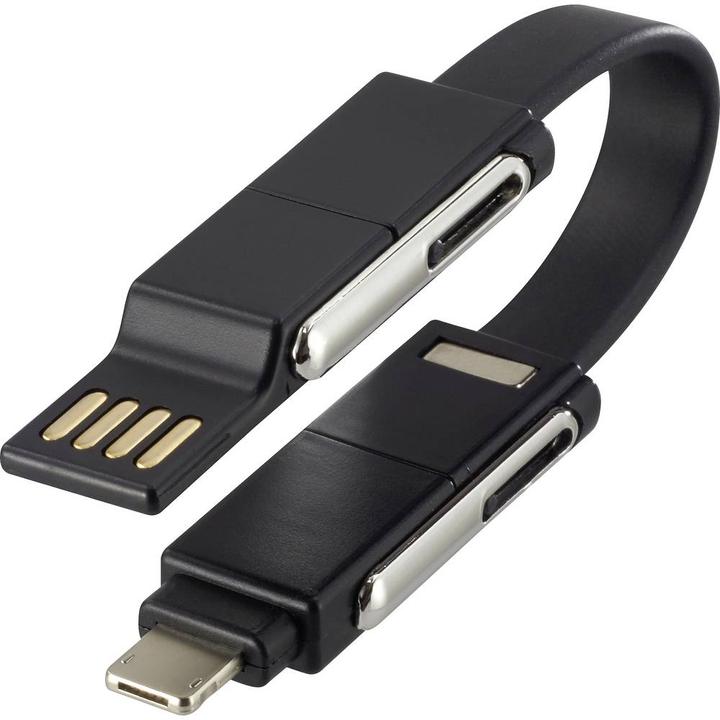 Produktbild Renkforce OTG 6-in-1 USB-Adapterkabel, faltbar zu Schlüsselanhänger dank Magneten im Stecker (0.20 m)
