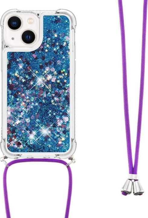 Image du produit Cover-Discount iPhone 15 Plus - Étui scintillant avec bandoulière bleu (Apple iPhone 15 Plus)
