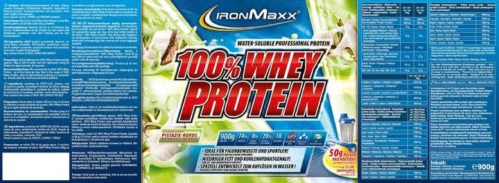 Immagine prodotto IronMaxx 100% proteine del siero di latte (Pistacchio, Cocco, 1 pz., 900 g)