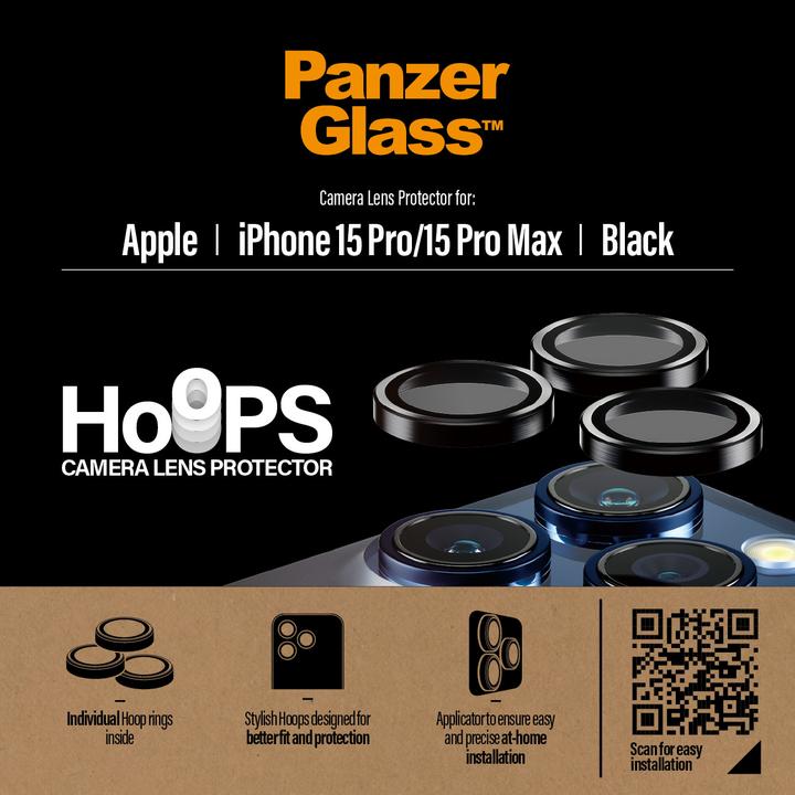 Immagine prodotto PanzerGlass Protezione dell'obiettivo della fotocamera Hoops (1 Pezzo/i, Apple iPhone 15 Pro Max, Apple iPhone 15 Pro)