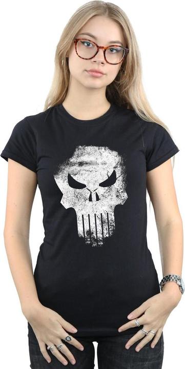 Actual product image Womens/Ladies The Punisher Distrressed Skull Cotton T-Shirt (M)