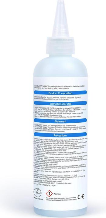 Actual product image Ecovacs WINBOT Cleaning Solution 230 ml