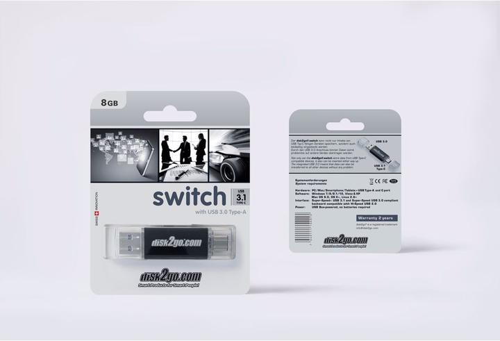 Image du produit Disk2go Switch (8 Go, USB-A, USB-C, USB 3.0)