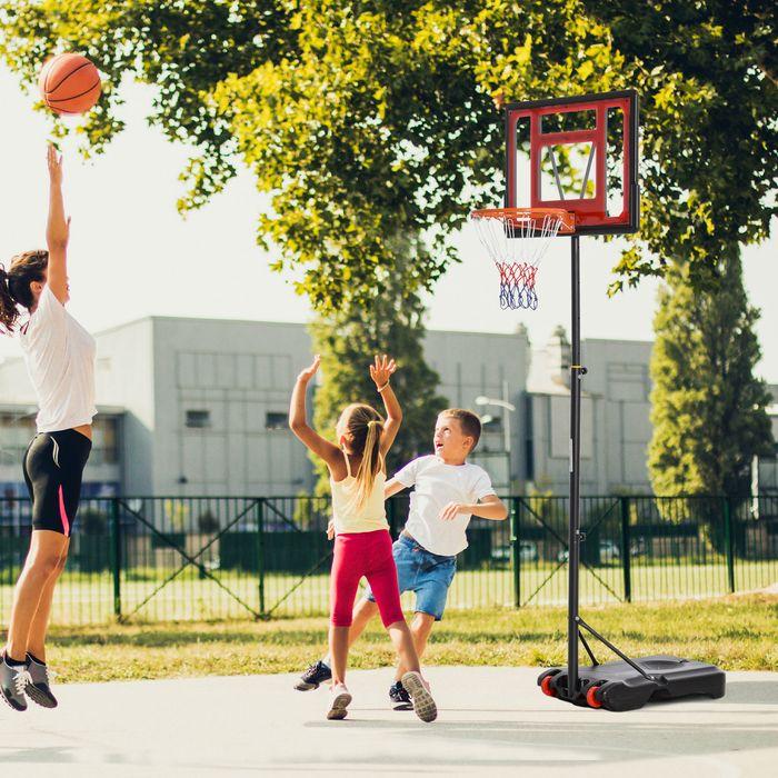Actual product image Swisshandel24 Basketballständer Outdoor mit Rollen, 160-210 cm höhenverstellbar Basketballkorb