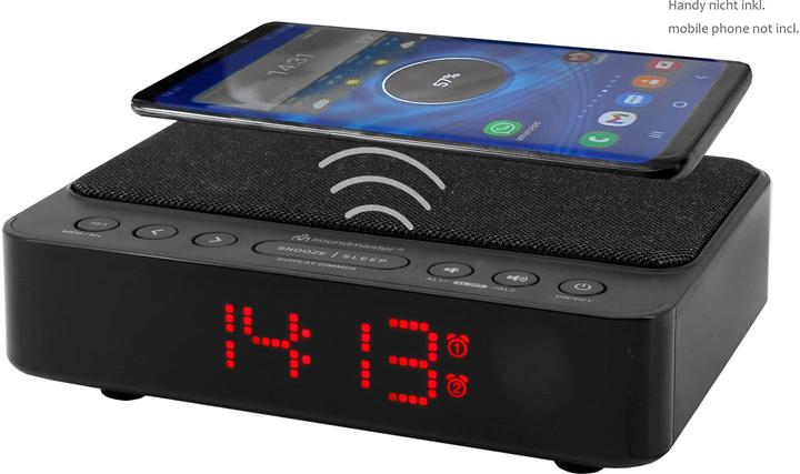Actual product image Soundmaster FM PLL clock radio UR124SW, with wireless charging function