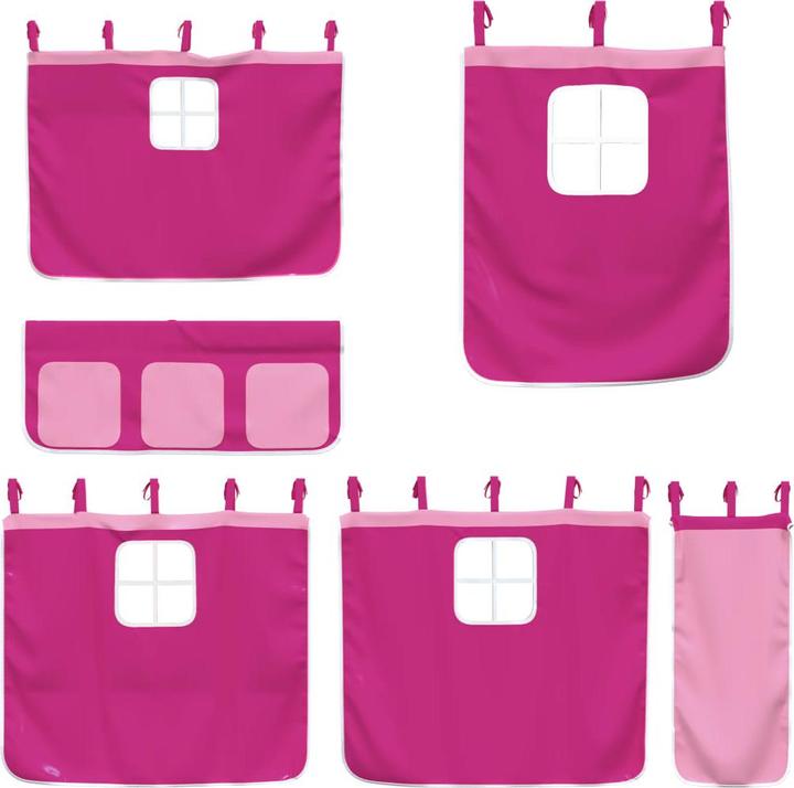 Actual product image VidaXL Bunk bed with slide and curtains pink (90 x 200 cm)