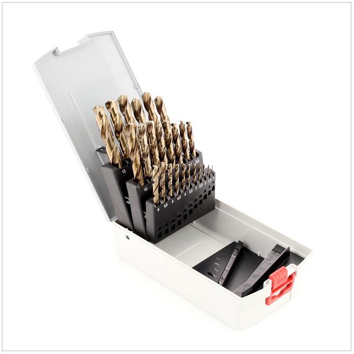 Immagine prodotto Bosch Professional Zubehör Set di punte elicoidali PRO in acciaio inox HSS-Co, 25 pezzi. (1 mm, 1,5 mm, 2 mm, 2,5 mm, 3 mm, 3,5 mm, 4 mm, 4,5 mm, 5 mm, 5,5 mm, 6 mm, 6,5 mm, 7 mm, 7,5 mm, 8 mm, 8,5 mm, 9 mm, 9,5 mm, 10 mm, 10,5 mm, 11 mm, 11,5 mm, 12 mm, 12,5 mm, 13 mm)