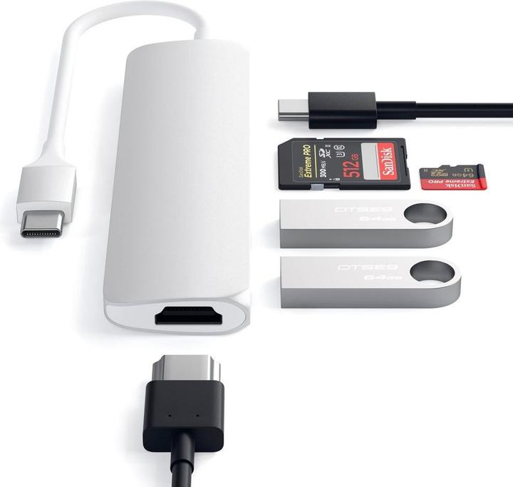 Immagine prodotto Satechi USB-C Slim Multiport V2 (USB-C, 6 Porti)