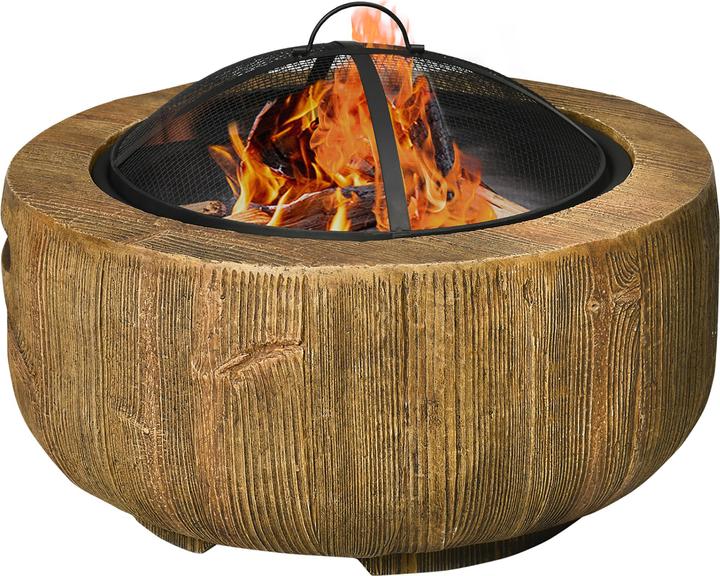 Swisshandel24 Plaque à feu, couvercle, tisonnier, design de souche, acier, MgO, brun (61.50 cm)