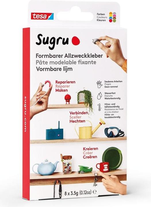 Produktbild Sugru by tesa Sugru 8x Formbarer Allzweckkleber, vielseitige Klebeknete zum Dekorieren, Kleben & Reparieren (28 g)