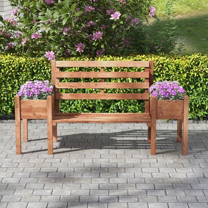 Image du produit Swisshandel24 Banc de jardin, banc 2 places, banc en bois, avec bac à fleurs, jusqu'à 240kg