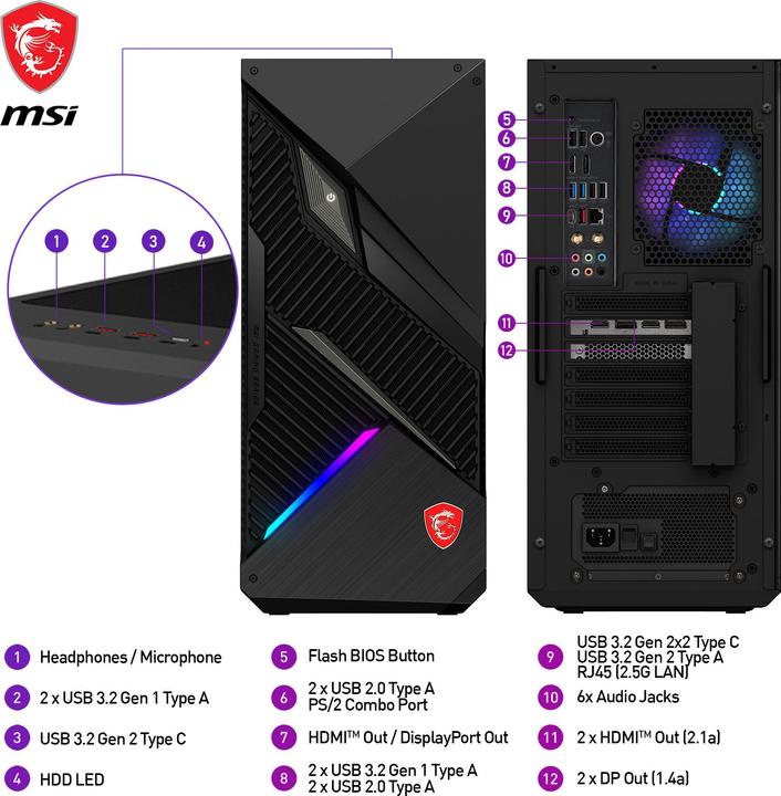 Productafbeelding MSI MPG Oneindig X2 14NUF7-459AT (Intel Core i7-14700KF, 32 GB, 1000 GB, GeForce RTX 4070 Ti Super)