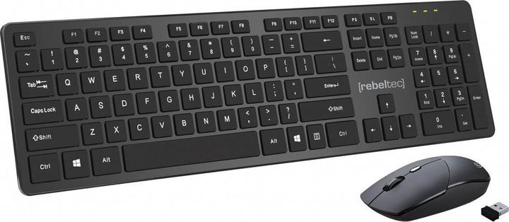 Image du produit Rebeltec Bevielis klaviatūros rinkinys + pelė MAXIM 2,4GHz, 10 m nuotolis nano USB imtuvas 104 QWERT (ING. Int., Sans fil)