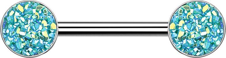 Produktbild Star Piercing Barbell silber mit Druse Stein grün (Chirurgenstahl 316L, ohne Messing)