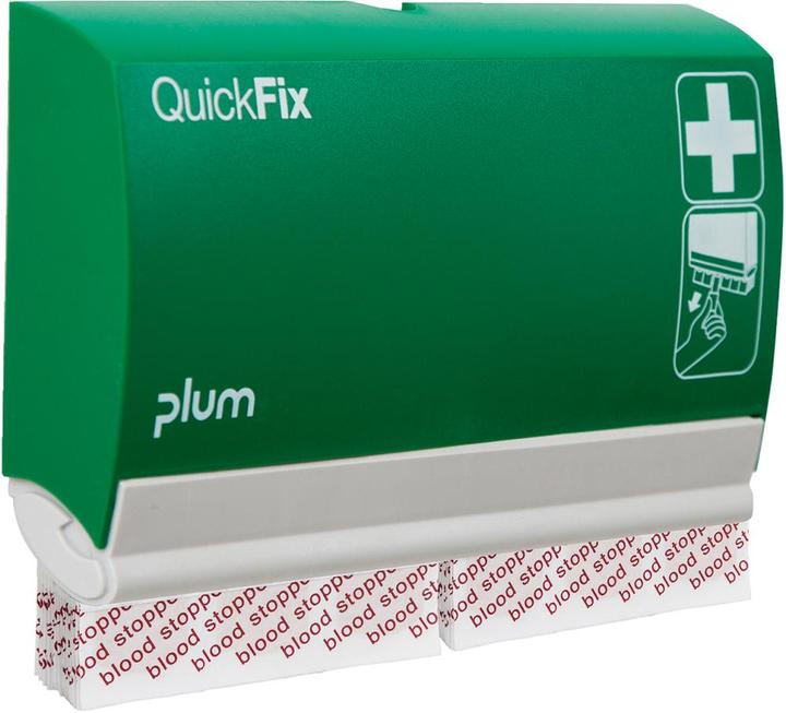 Plum Pflasterspender QuickFix, mit 2x45 Blood Stopper Pflaster, grün/weiss (1 x)