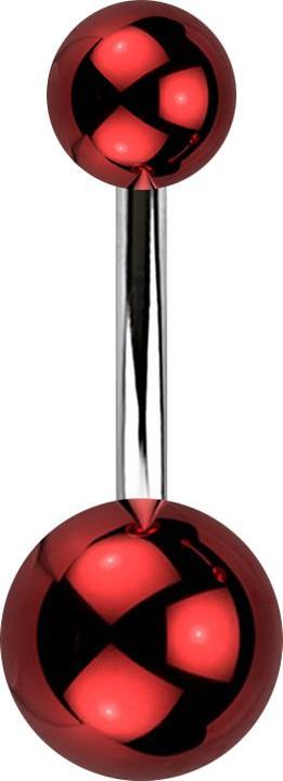 Actual product image Star Piercing Banana silver with two balls glass coated red (Acrylic, without brass, Surgical steel 316L)
