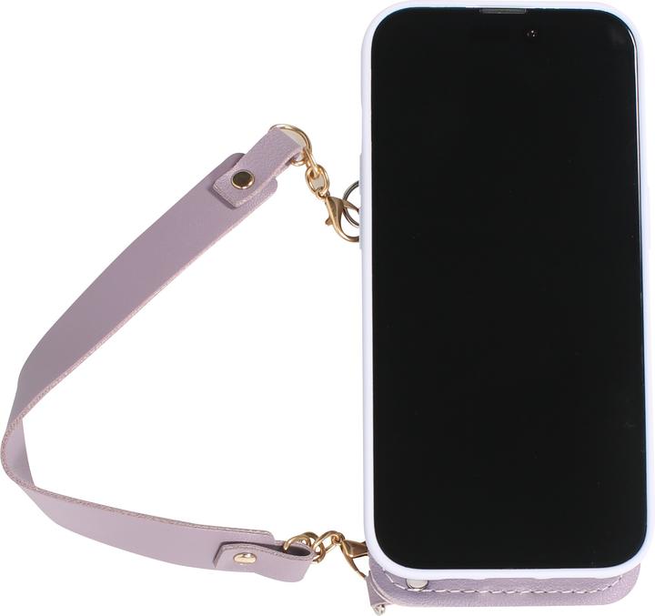 Produktbild PhoneLook Hülle Soft-Touch-Silikon mit Karten- oder Geldfach aus Leder und integriertem Lanyard (Apple iPhone 14 Pro Max)