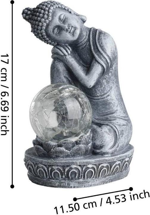 Produktbild EGLO Gartenlicht Solardekoration Buddha, 19.5 cm, Grau (IP44)