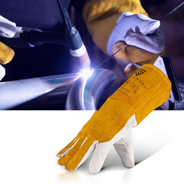 Produktbild Stahlwerk Schweisserhandschuhe Arbeitshandschuhe Echtleder hitzebeständig (One Size)
