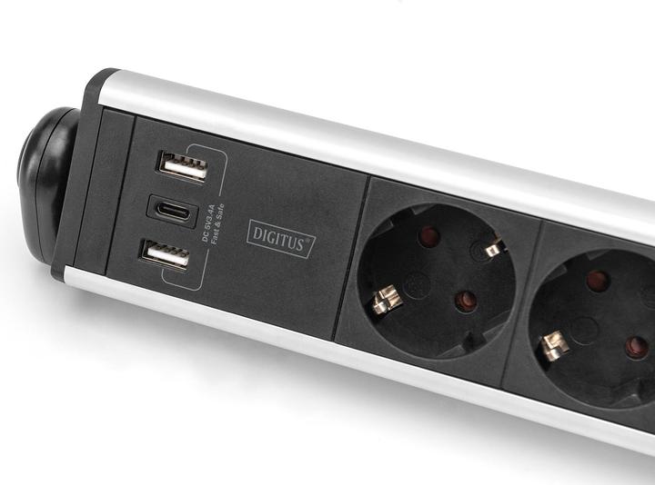 Image du produit Digitus Bloc multiprise en aluminium 6x 2xUSB-A/1xUSB-C (6 x, USB-C, USB-A, 1.50 m)