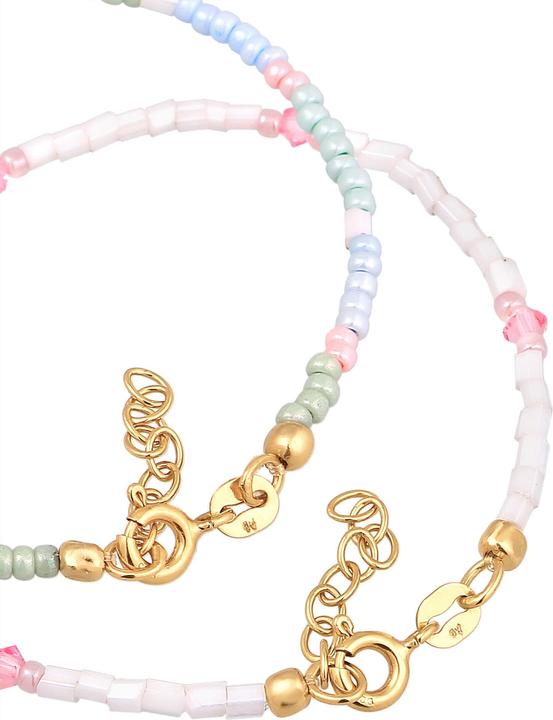 Actual product image Elli Bracelet Kids Glass Beads Pastel Set of 2 925 Silver (14 cm, 925 Sterling silver gold-plated, Glass crystal, Plastic, Glass)