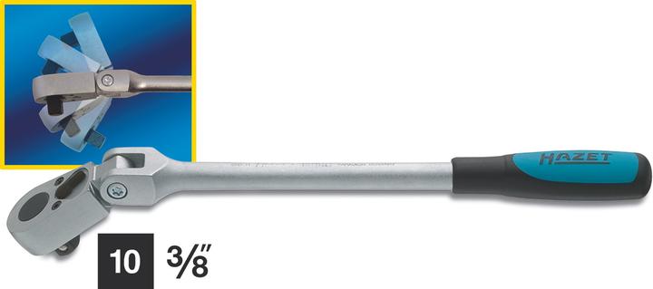 Immagine prodotto HAZET Leva a cricchetto ∙ con snodo 8816G ∙ Attacco quadro, massiccio, 10 mm (3/8 di pollice) (3/8")