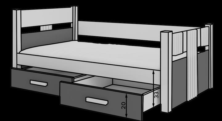 Produktbild ADRK Furniture Einstöckiges Bett mit Matratze BIBI 180x80 (180 x 80 cm)