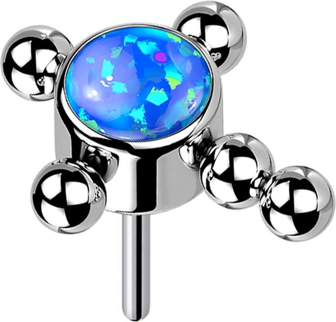 Produktbild Star Piercing Ring silber mit acht Kristallen (ohne MessingTitan G23, ohne MessingChirurgenstahl 316L)