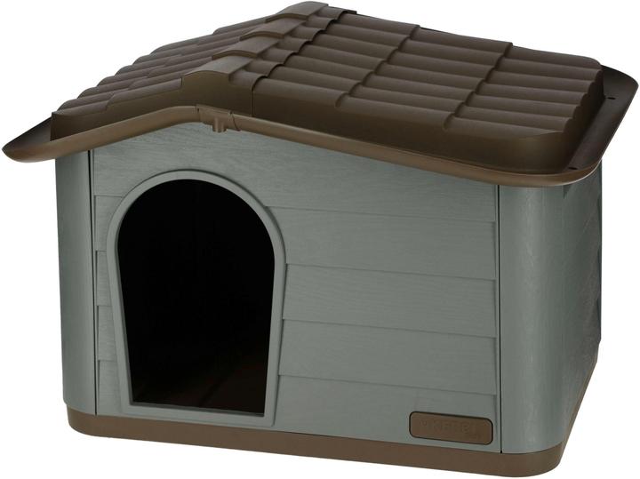 Actual product image Kerbl 81341 Cat house Paola Eco, Mediterranean look, recycled plastic, grey-green/brown 60x51x41c (Cat)