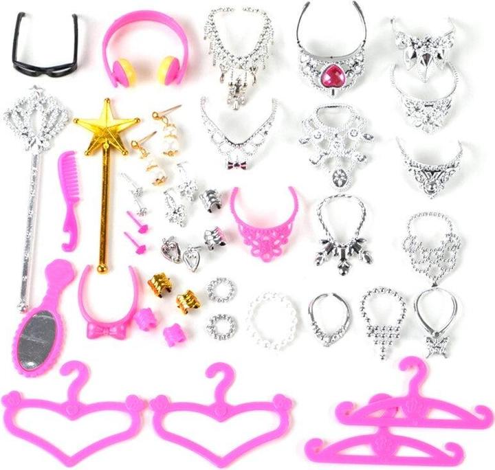 Produktbild Hermex Schmuck Set geeignet für Barbie Puppe 38 Stück Prinzessinnen Zubehör